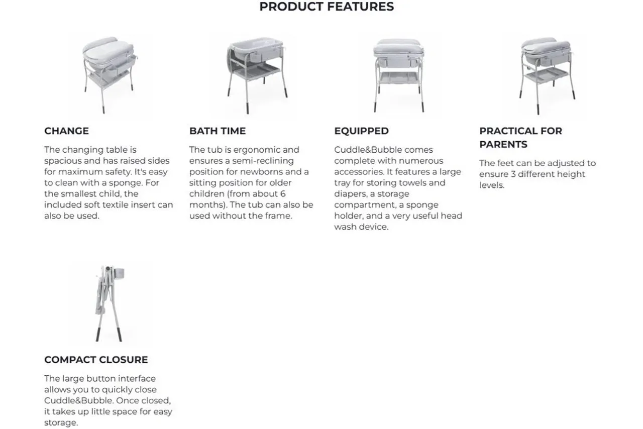 Chicco Cuddle & Bubble Bath and Changing Unit - Grey — Photograph 4 of 4