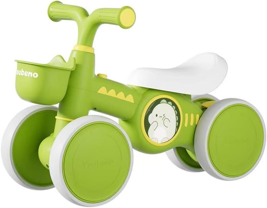 Baby Balance Bike, Toddler Balance Car Indoors and Outdoors for 12-36 Months, First Bicycle without Pedal Four Wheels with Music and Lights, First Ride on Toys First Birthday Gift (Green) — الصورة 2 من 8