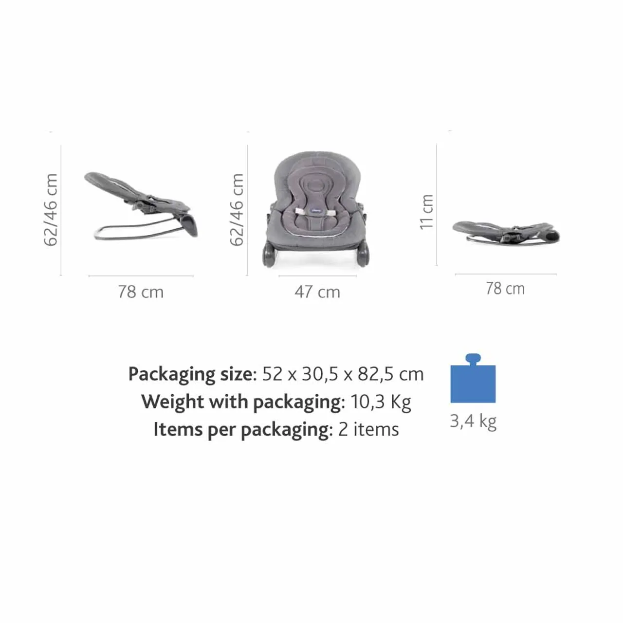 Chicco Hoopla Baby Bouncer - Grey — Photograph 9 of 9