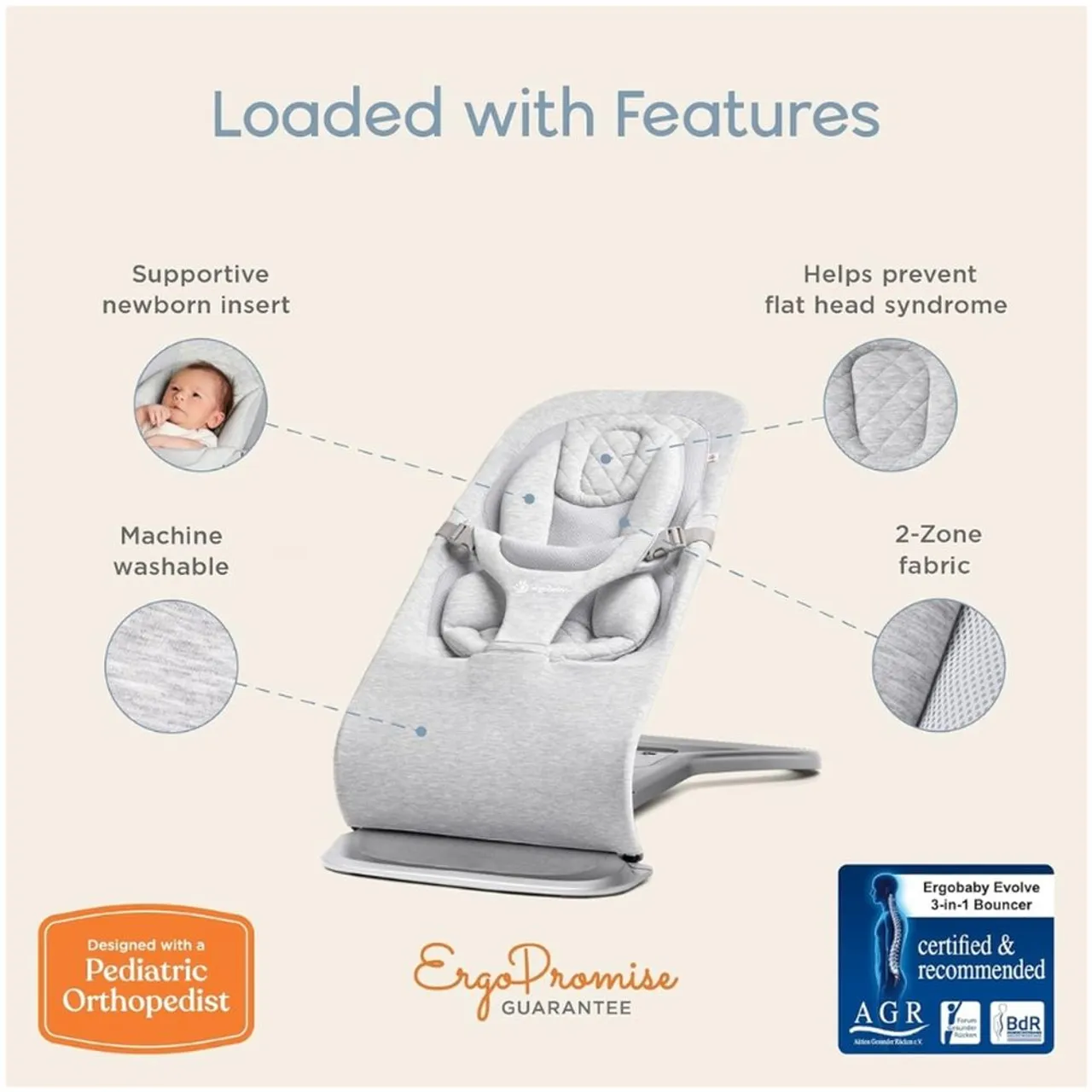 Ergobaby Evolve Bouncer - Charcoal Grey — Photograph 3 of 9