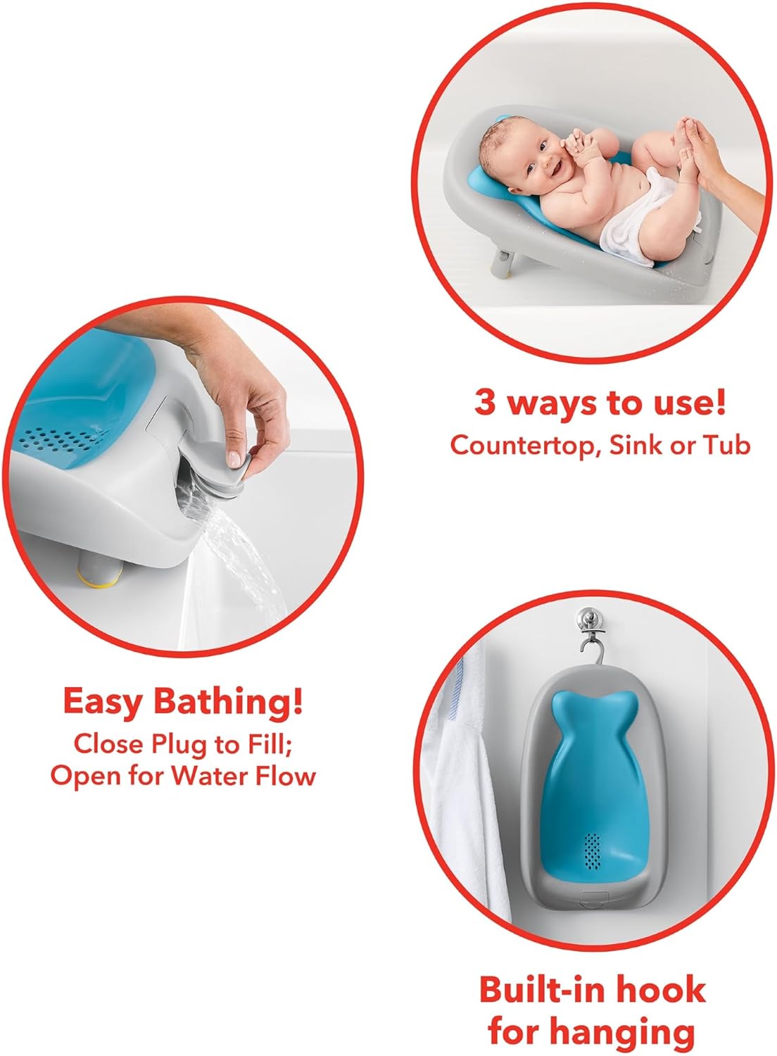 Skip Hpp Baby Bath Tub, Moby Recline And Rinse Bather