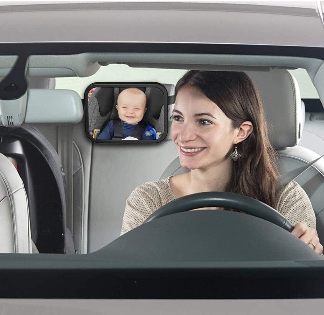 Car Backseat Safety Mirror, CharmCollection Peace of Mind to Keep An Eye on Baby in A Rear Facing Child Seat Premium Black Frame Car Rear View Baby Car Seat Mirror for Baby Back Seat Child Seats — Photograph 2 of 6
