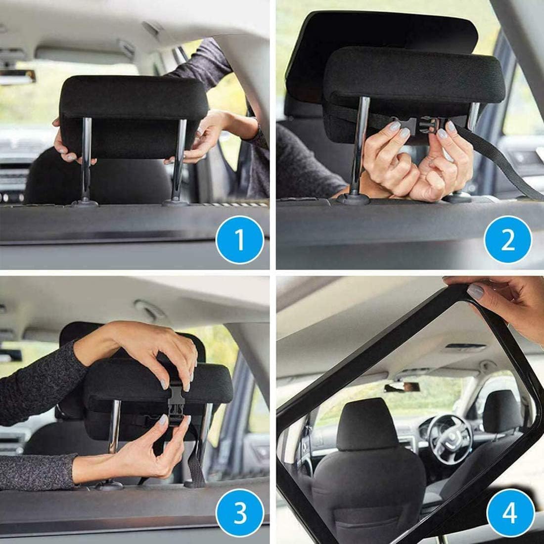 Car Backseat Safety Mirror, CharmCollection Peace of Mind to Keep An Eye on Baby in A Rear Facing Child Seat Premium Black Frame Car Rear View Baby Car Seat Mirror for Baby Back Seat Child Seats — Photograph 3 of 6