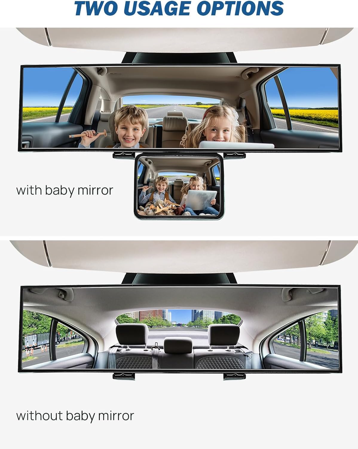 TNTAIAHL Baby Car Mirror Rear Facing,Universal Car Interior Rearview Baby Mirror Wide Angle Convex Mirror Clip-on & Suction Cup mirrors for Viewing Rear Passengers (Retaining Clip) — الصورة 4 من 7