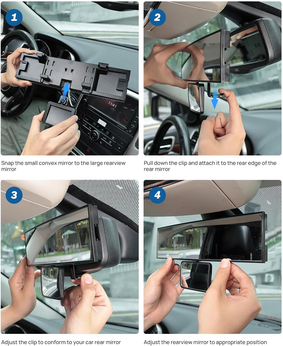 TNTAIAHL Baby Car Mirror Rear Facing,Universal Car Interior Rearview Baby Mirror Wide Angle Convex Mirror Clip-on & Suction Cup mirrors for Viewing Rear Passengers (Retaining Clip) — الصورة 6 من 7