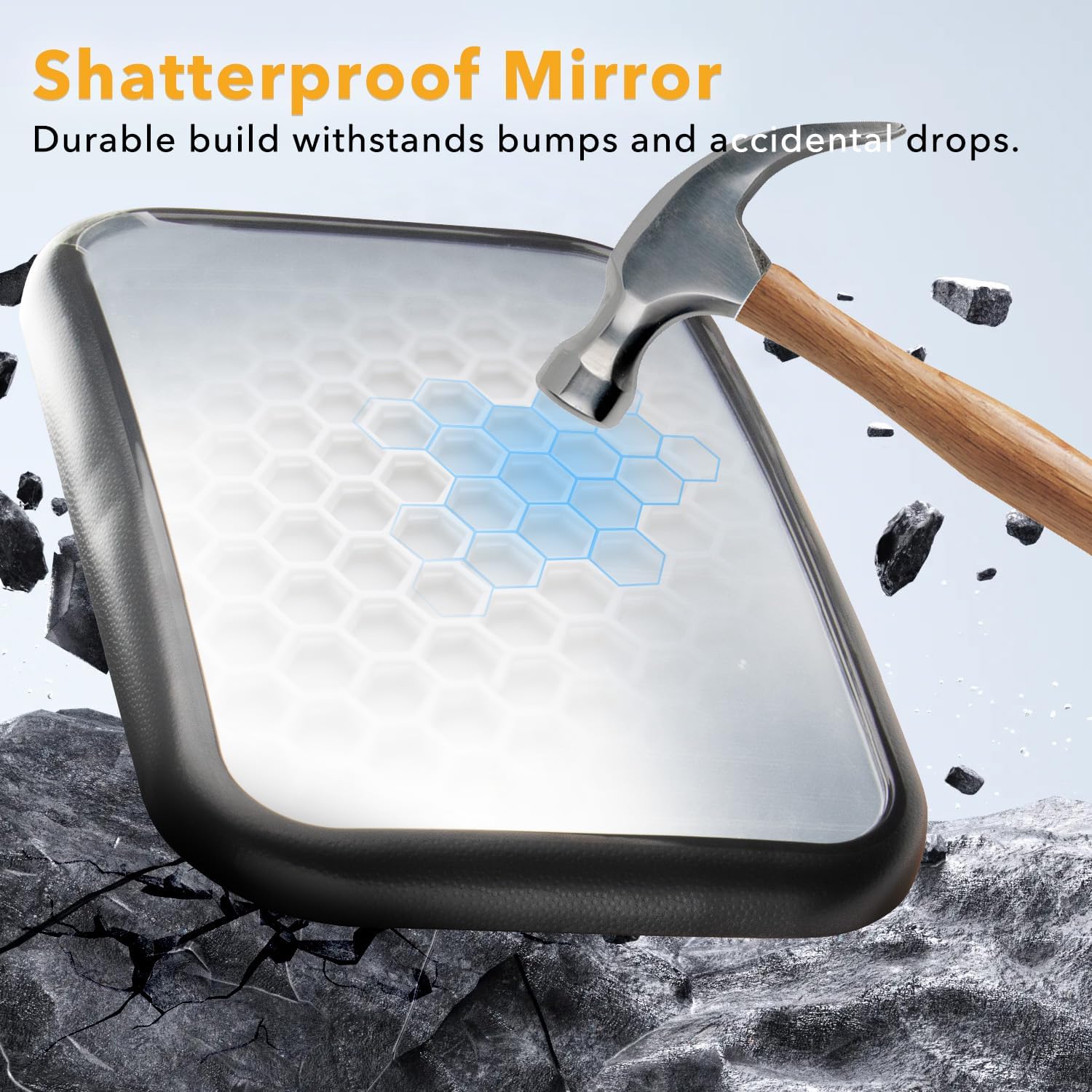 WEKUBA Baby Car Mirror, Stretchable Adjustable Car Mirror for Baby, 360°Rotating, Safe Shatterproof Car Seat Mirror, Shockproof Car Seat Mirror, Hook and Clip Design, Easy to install, Child Essentials — الصورة 2 من 7