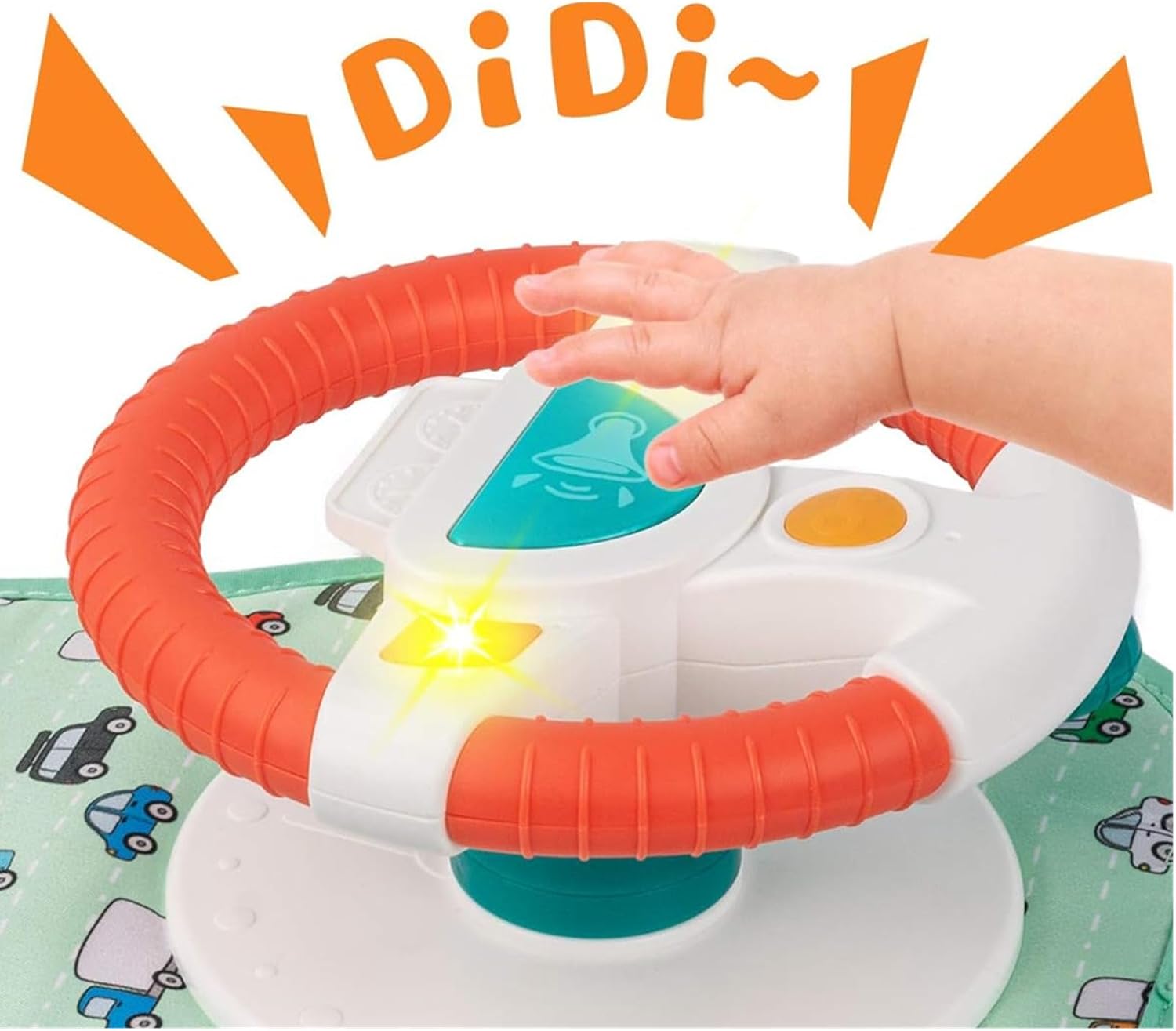 AM ANNA Baby Car Seat Toys for Infants with Mirror, Carseat Toys Steering Wheel with Music Lights and Driving Sounds, Travel Car Seat Toy for Infants Babies 6 to 12 Months — الصورة 5 من 7