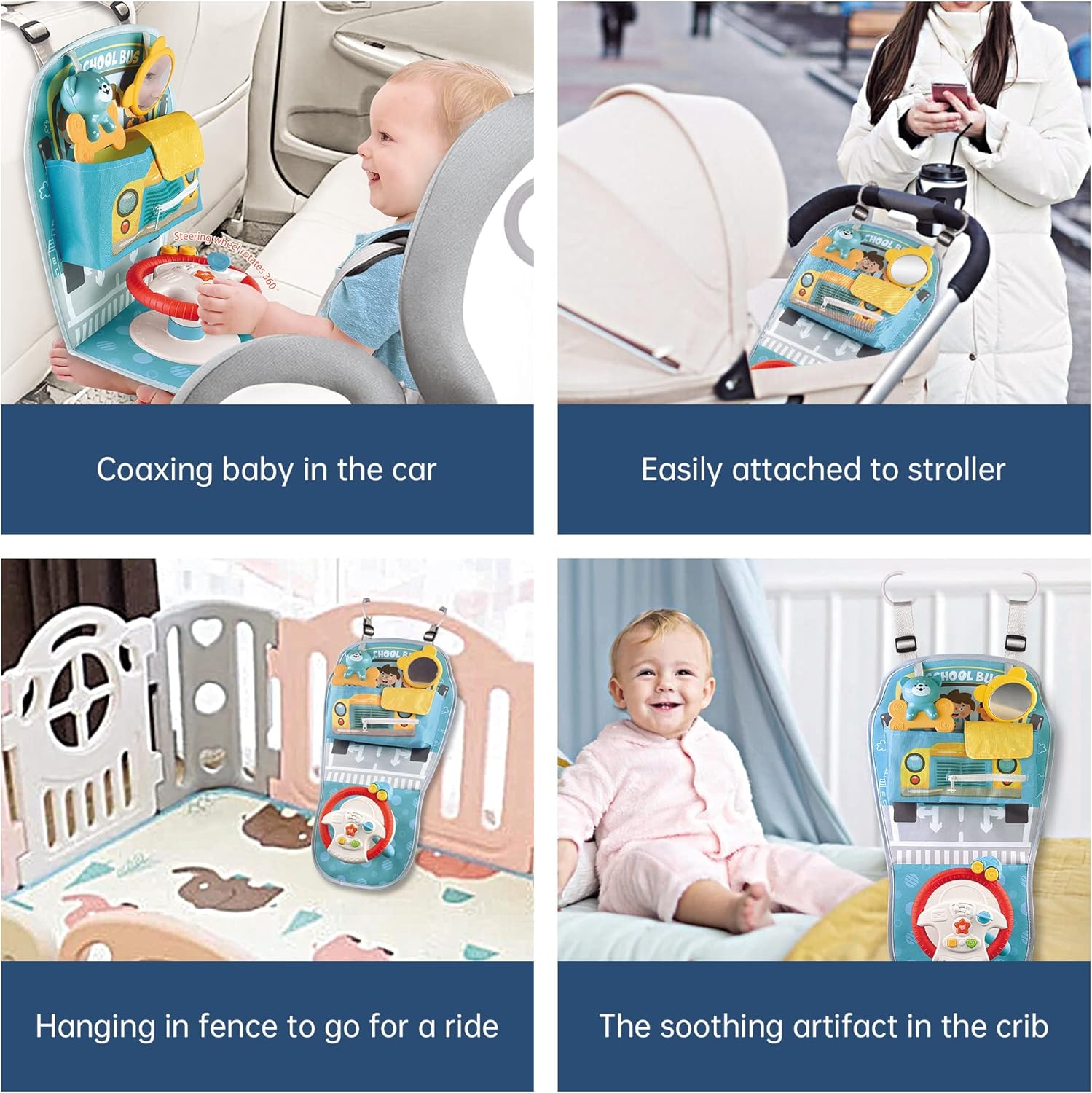 caterbee Baby play and kick car seat Toy with steering wheel (Steering Wheel — الصورة 4 من 8