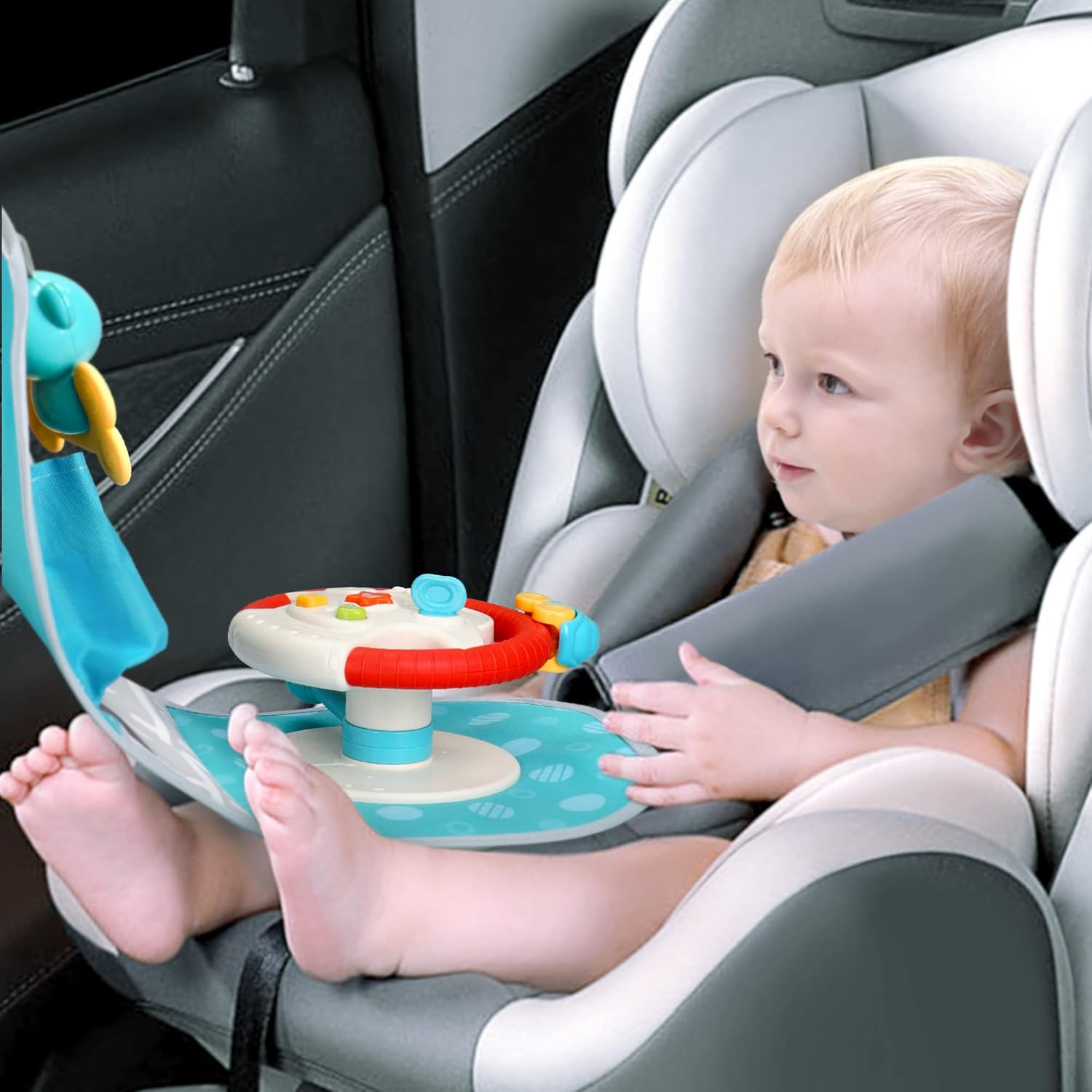 caterbee Baby play and kick car seat Toy with steering wheel (Steering Wheel — الصورة 7 من 8