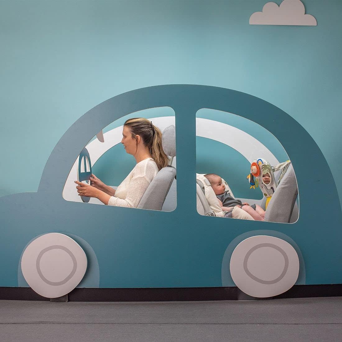 Musical Car Seat Toys for 0-12 Month Old Babies - Activity Center with Sensory Soft Hanging Toys and Mirror - Carseat Gift for Infants — الصورة 9 من 9