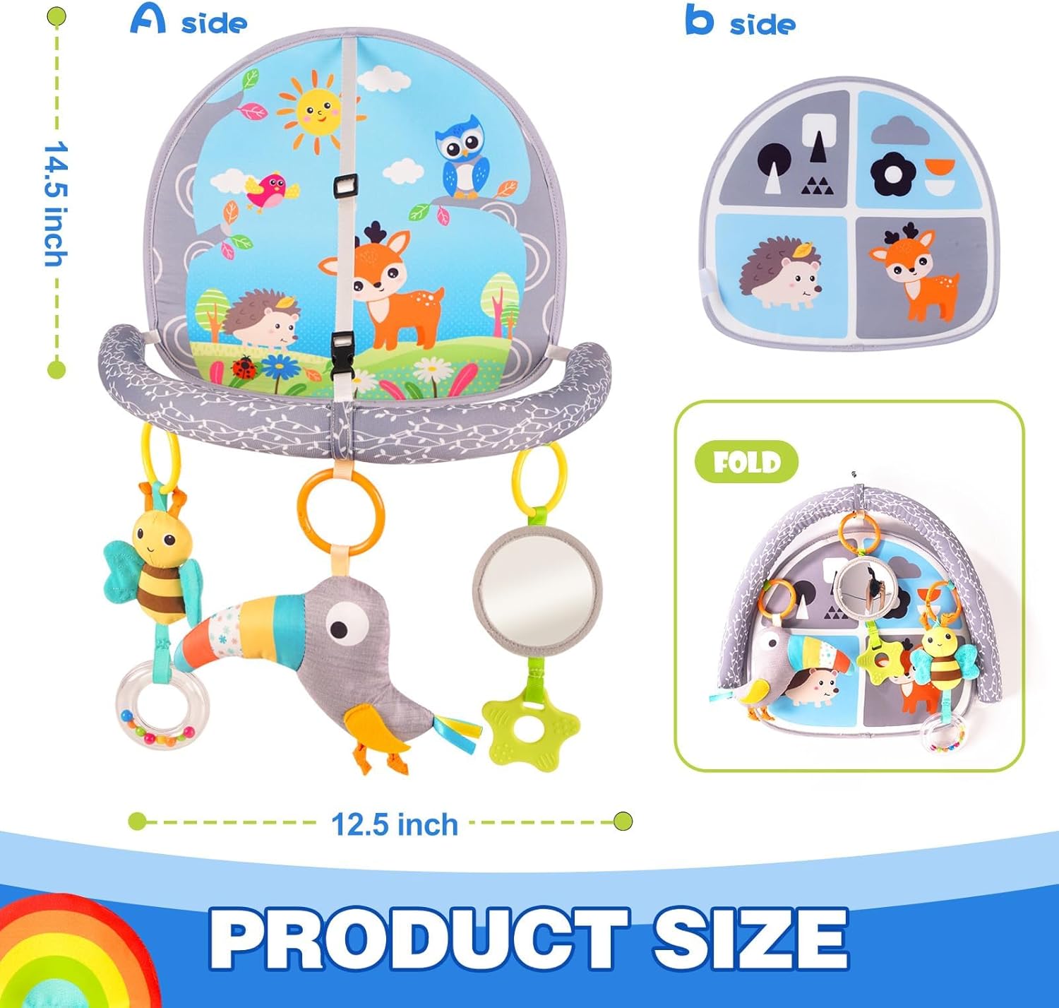 KASTWAVE Koty Rear Facing Car Seat Toy, Baby Kick & Play Activity Center, Car Seat Activity Arch with Music, Mirror and Rattle Toys for Children, Developmental Toys for Babies, Travel Toddler Toys — الصورة 5 من 5