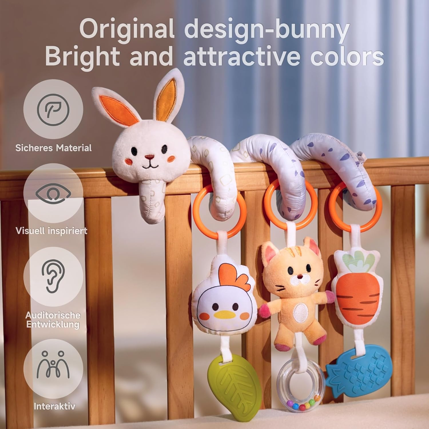 TUMAMA Spiral Car Seat Toys Baby Toys for 0 3 6 9 12 Months, Infant Stroller Toy Newborn Hanging Toys with Rattle — Photograph 6 of 6