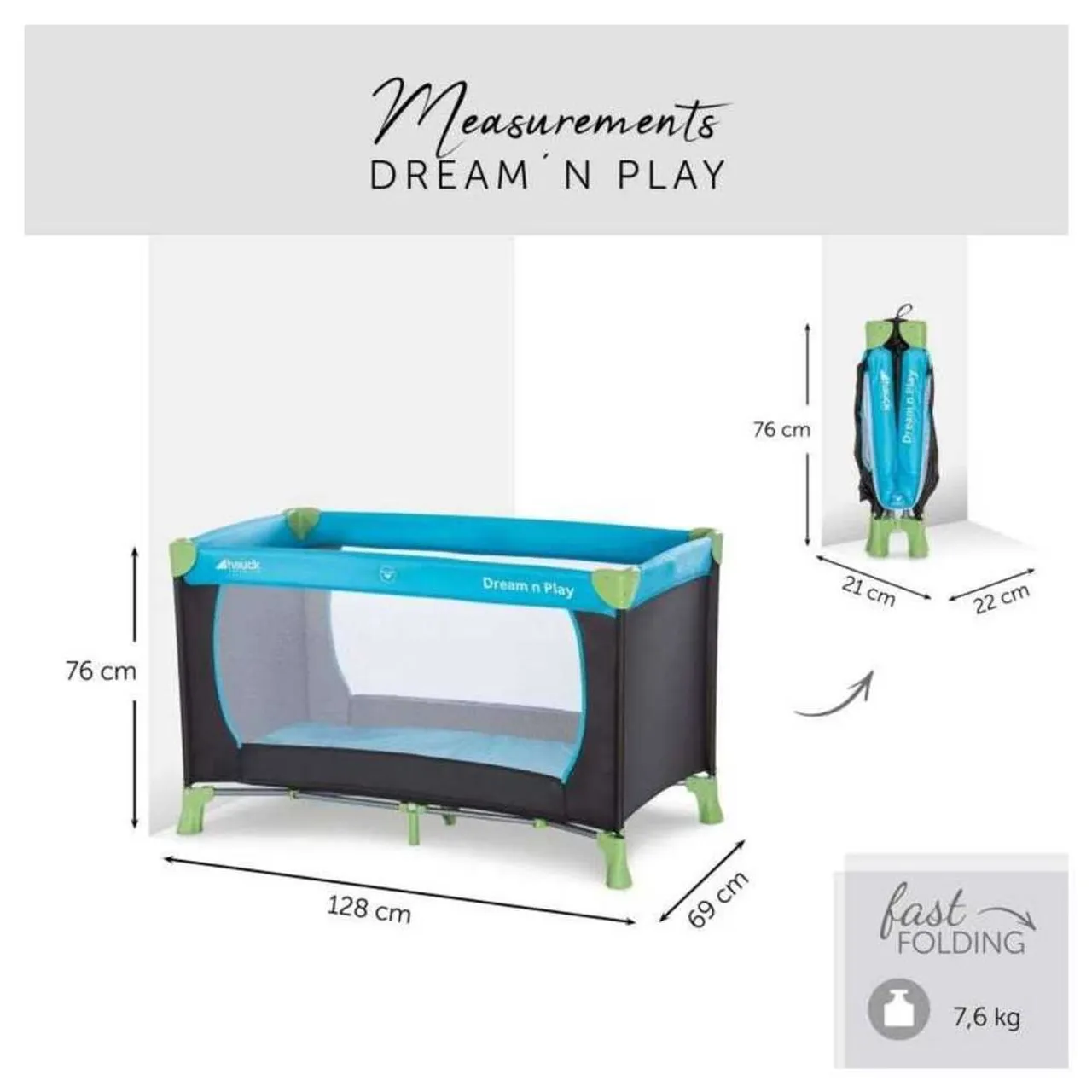 Hauck Dream'N Play Travel Cot - Water Blue — Photograph 3 of 7