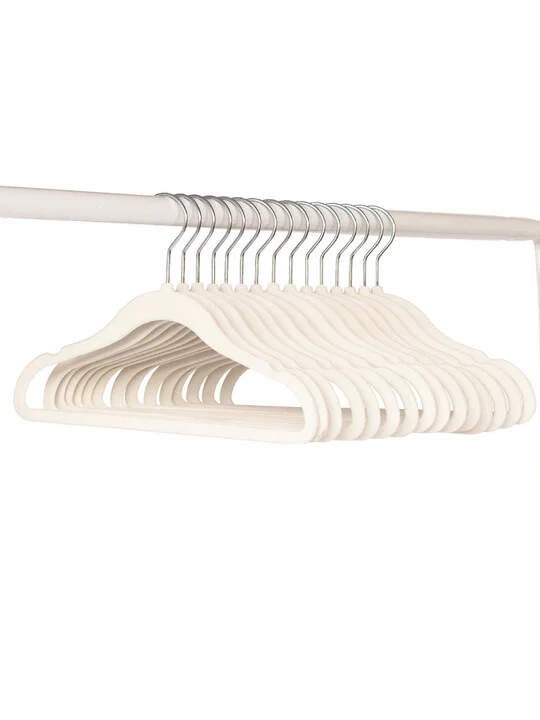 3 Sprouts Velvet Hanger - Cream (Set of 30)