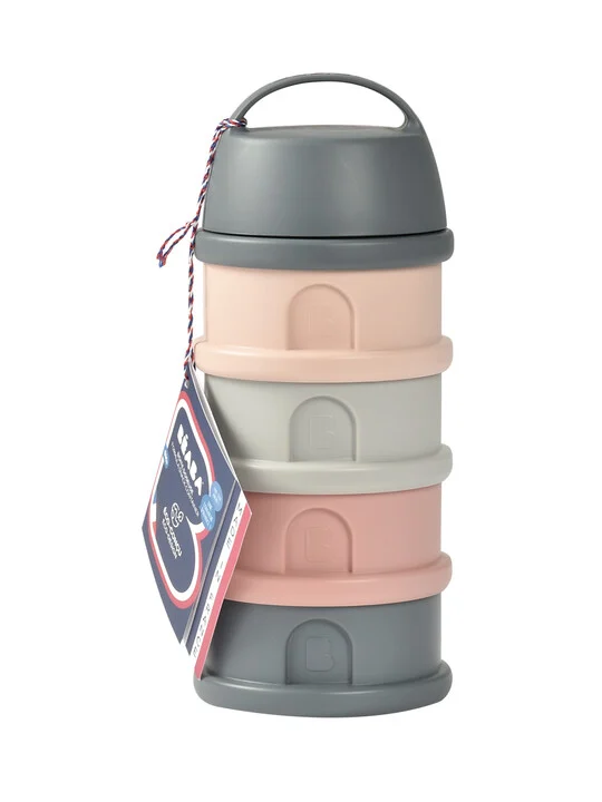 Beaba Formula Milk Container with 4 Compartments - Mineral Grey/Pink — Photograph 2 of 3