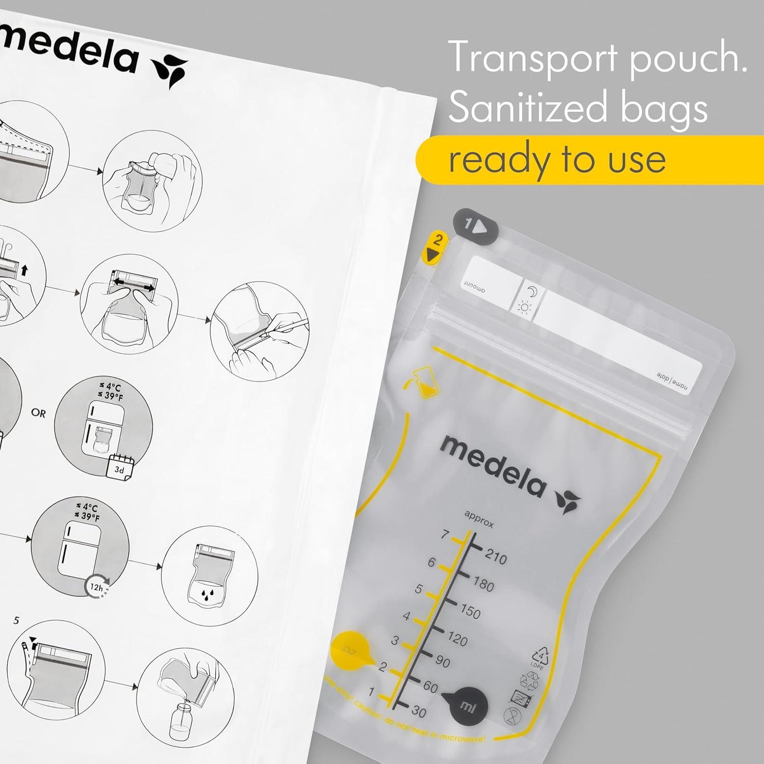 Medela Easy Pour Disposable Breastmilk Storage Bags, 210 ml Capacity, Leakproof Design with Milk Protection, Made Without BPA, Pack of 50 — الصورة 7 من 8