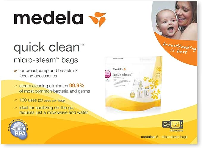 Medela 3 Boxes of Quick Clean Micro-Steam Bags. 5 Bags per Box 5124258