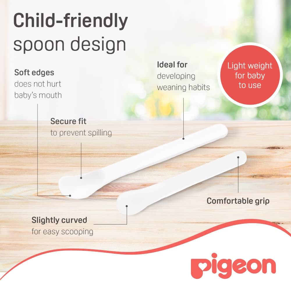 Pigeon Feeding Set, 1 Cereal Bowl, 1 Soup Bowl, 1 Feeding Spoon, 1 Baby Spoon, Quickly Explore, Makes Meal Time Fun, BPA Free, 6 + Months, White — الصورة 4 من 7