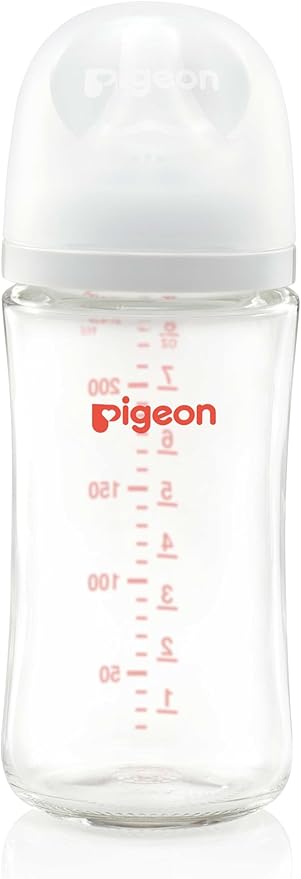 Pigeon Softouch Wide Neck Glass Nursing Bottle, Medium Nipple Size, BPA Free, 3 + Months, 240ml