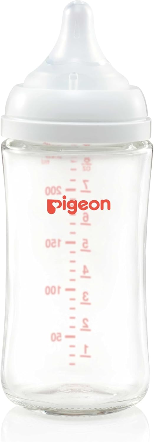 Pigeon Softouch Wide Neck Glass Nursing Bottle, Medium Nipple Size, BPA Free, 3 + Months, 240ml — الصورة 2 من 9