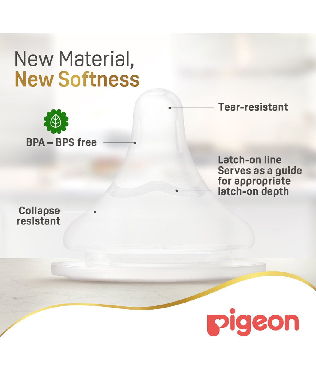 Pigeon Softouch Wide Neck Glass Nursing Bottle, Medium Nipple Size, BPA Free, 3 + Months, 240ml — الصورة 7 من 9