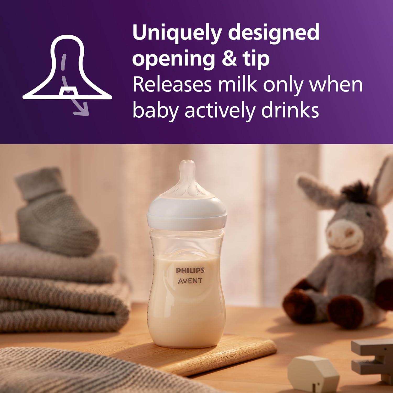 PHILIPS AVENT Natural Baby Bottle with Natural Response, Clear, 9oz, 4pk, SCY903/04, 9 Ounce — Photograph 3 of 9