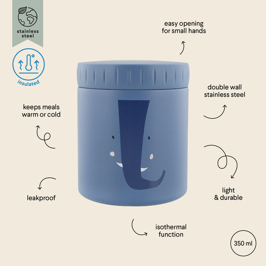 Trixie Insulated Food Jar (350ml) Mrs. Elephant - Blue — الصورة 3 من 3