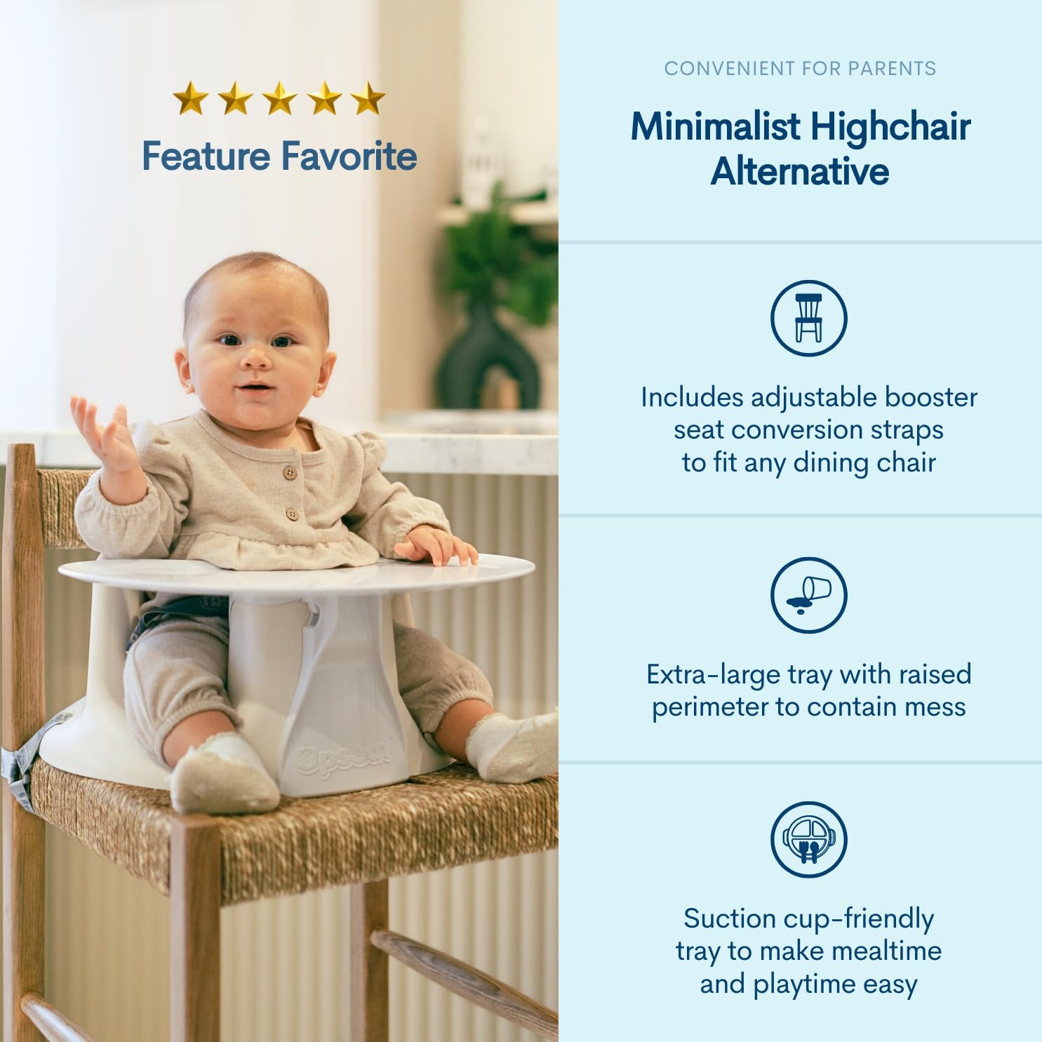 Upseat Baby Floor Seat Booster Chair for Sitting Up with Removable Tray for Meals and Playtime, Developed with Physical Therapists for Safe and Healthy Hip Development and Posture (Coconut) — الصورة 2 من 8
