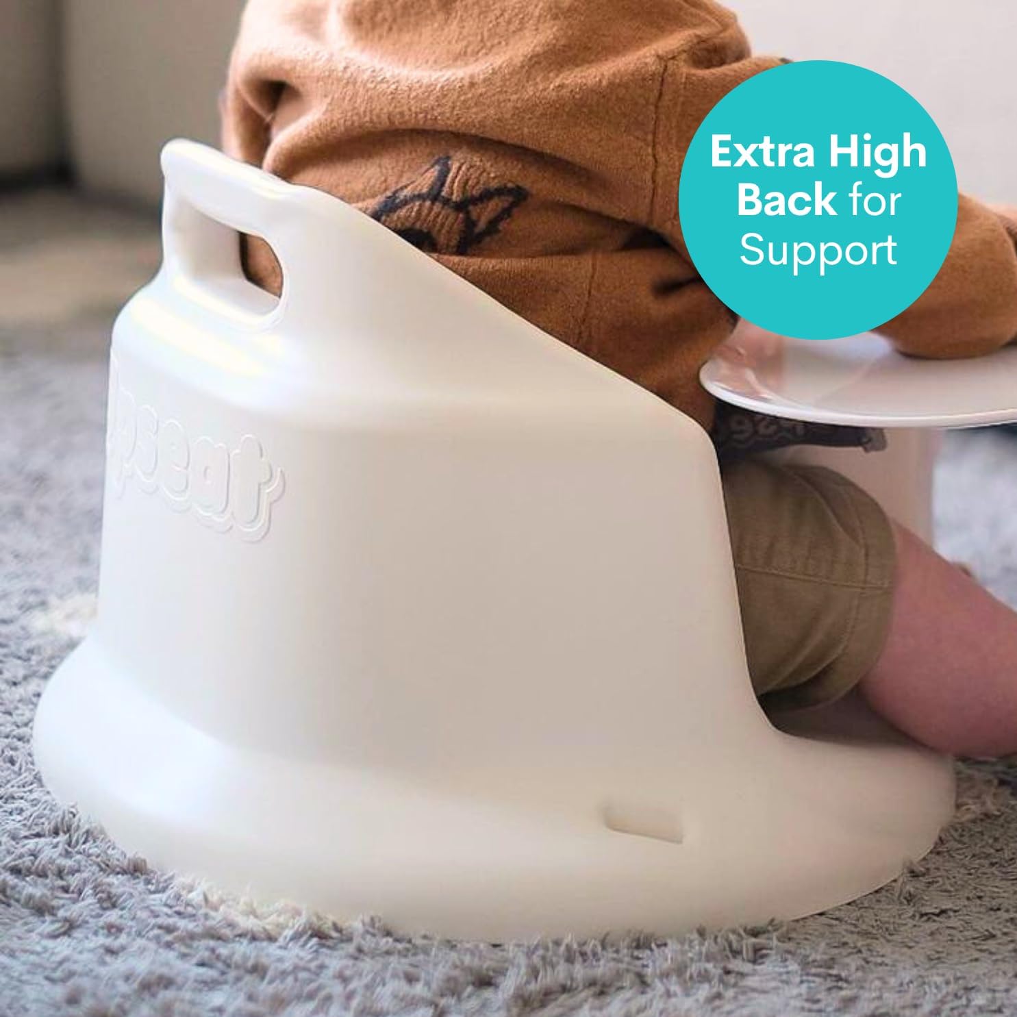 Upseat Baby Floor Seat Booster Chair for Sitting Up with Removable Tray for Meals and Playtime, Developed with Physical Therapists for Safe and Healthy Hip Development and Posture (Coconut) — الصورة 5 من 8