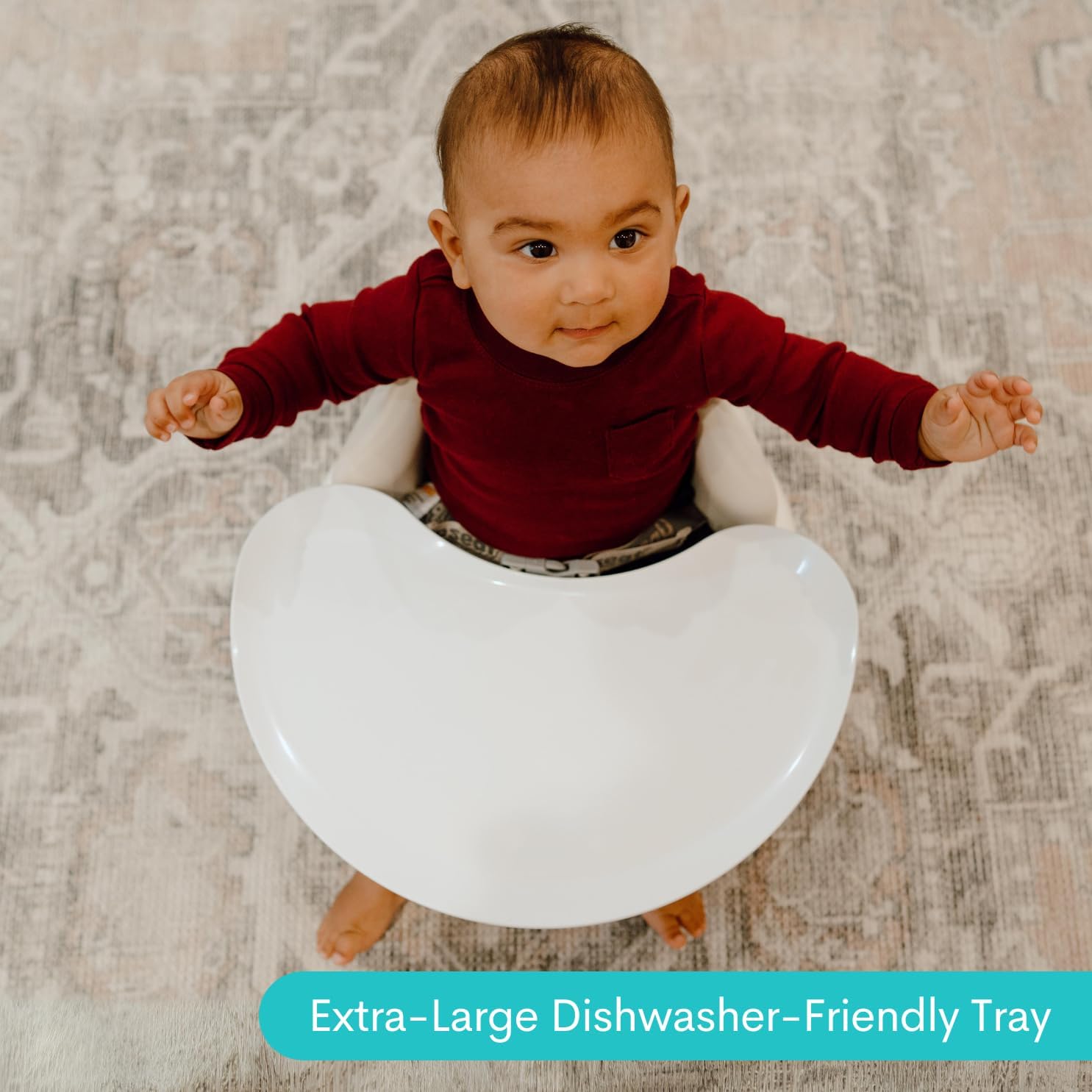 Upseat Baby Floor Seat Booster Chair for Sitting Up with Removable Tray for Meals and Playtime, Developed with Physical Therapists for Safe and Healthy Hip Development and Posture (Coconut) — الصورة 8 من 8