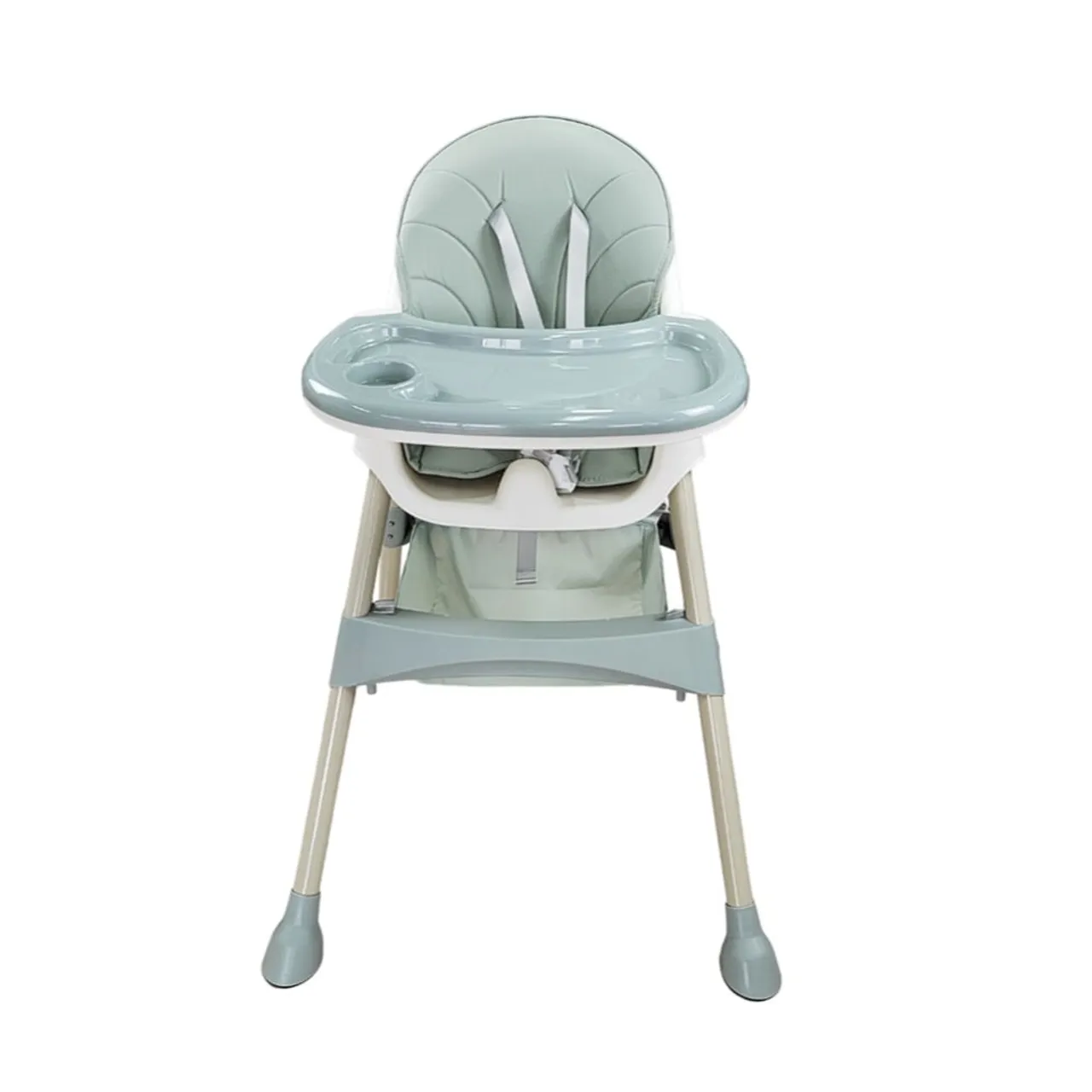 5 in 1 Convertible Baby High Chair, Foldable Toddler Dining Chair with Removable Tray, 5-Point Safety Harness, PU Cushion & Anti-Slip Base, Portable Height Adjustable High Chair for Kids