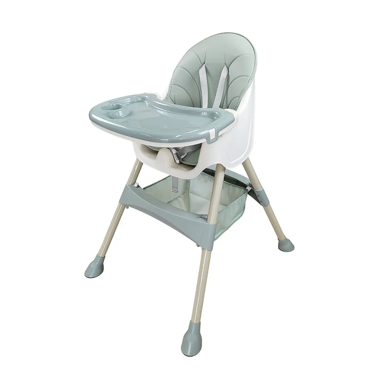 5 in 1 Convertible Baby High Chair, Foldable Toddler Dining Chair with Removable Tray, 5-Point Safety Harness, PU Cushion & Anti-Slip Base, Portable Height Adjustable High Chair for Kids — الصورة 2 من 9
