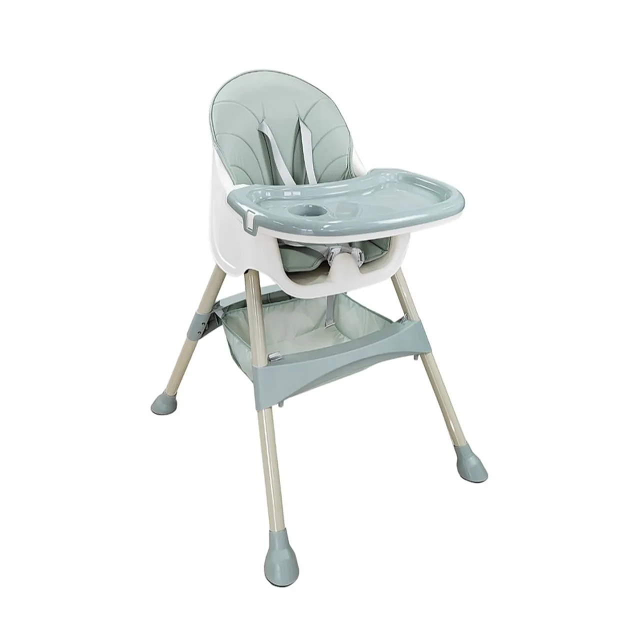 5 in 1 Convertible Baby High Chair, Foldable Toddler Dining Chair with Removable Tray, 5-Point Safety Harness, PU Cushion & Anti-Slip Base, Portable Height Adjustable High Chair for Kids — الصورة 3 من 9