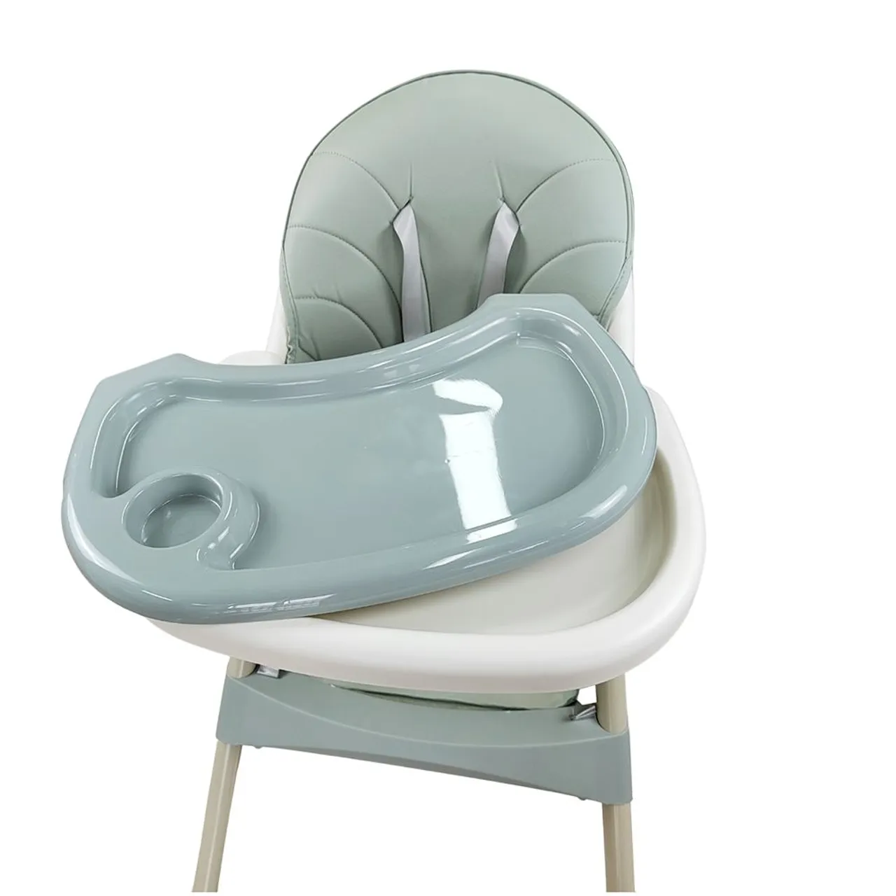 5 in 1 Convertible Baby High Chair, Foldable Toddler Dining Chair with Removable Tray, 5-Point Safety Harness, PU Cushion & Anti-Slip Base, Portable Height Adjustable High Chair for Kids — الصورة 4 من 9