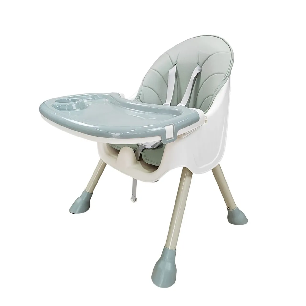 5 in 1 Convertible Baby High Chair, Foldable Toddler Dining Chair with Removable Tray, 5-Point Safety Harness, PU Cushion & Anti-Slip Base, Portable Height Adjustable High Chair for Kids — الصورة 5 من 9