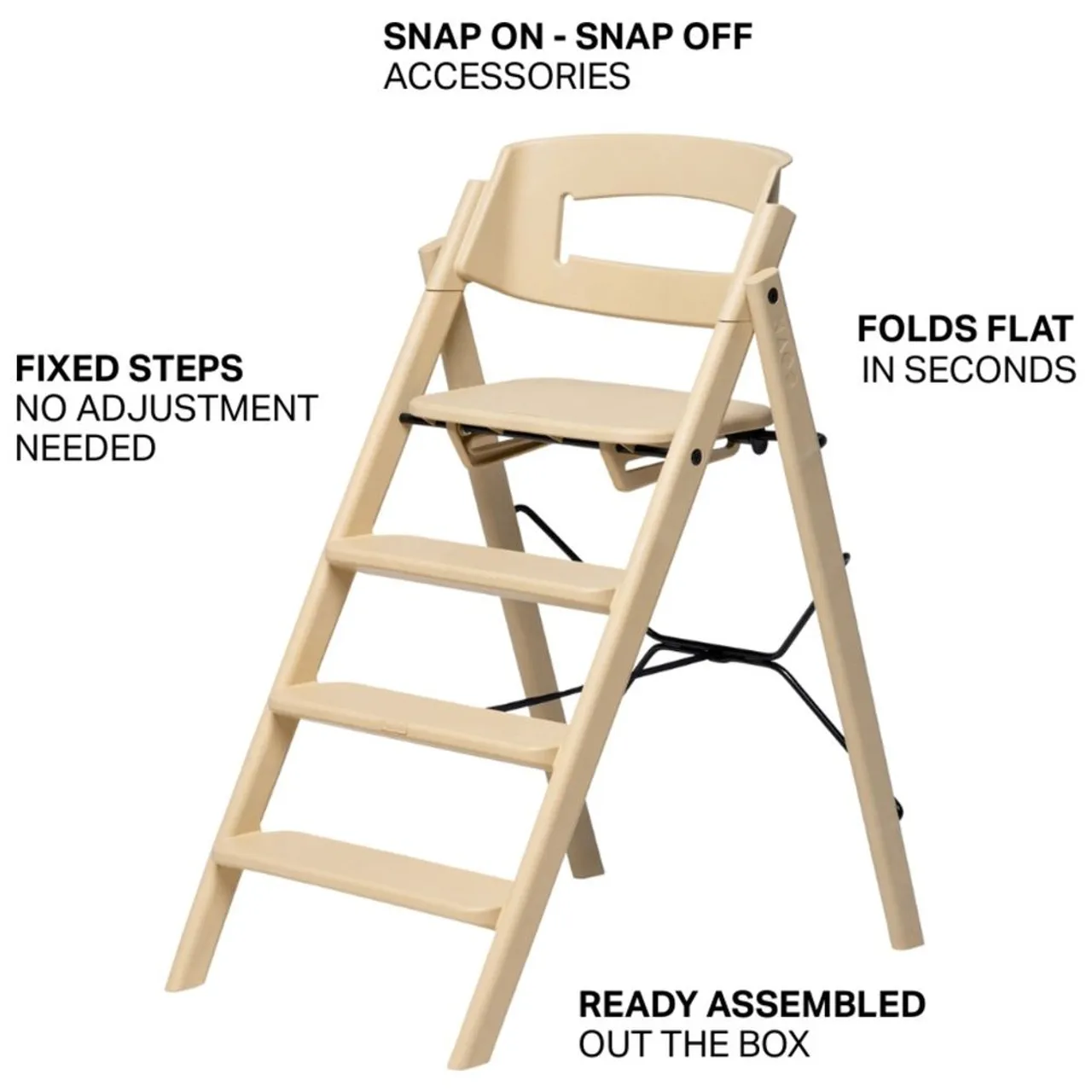 Kaos Klapp Recycled High Chair With Safety Rail & Food Tray - Desert Sand — الصورة 3 من 8