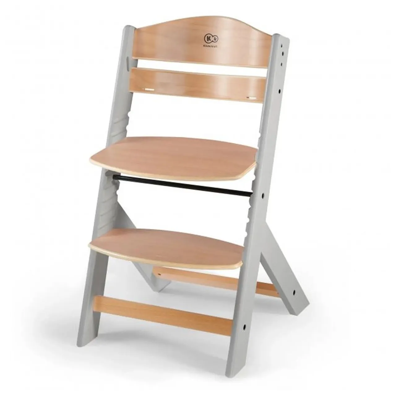 Kinderkraft ENOCK Wooden High Chair with Cushion - Grey — الصورة 2 من 8