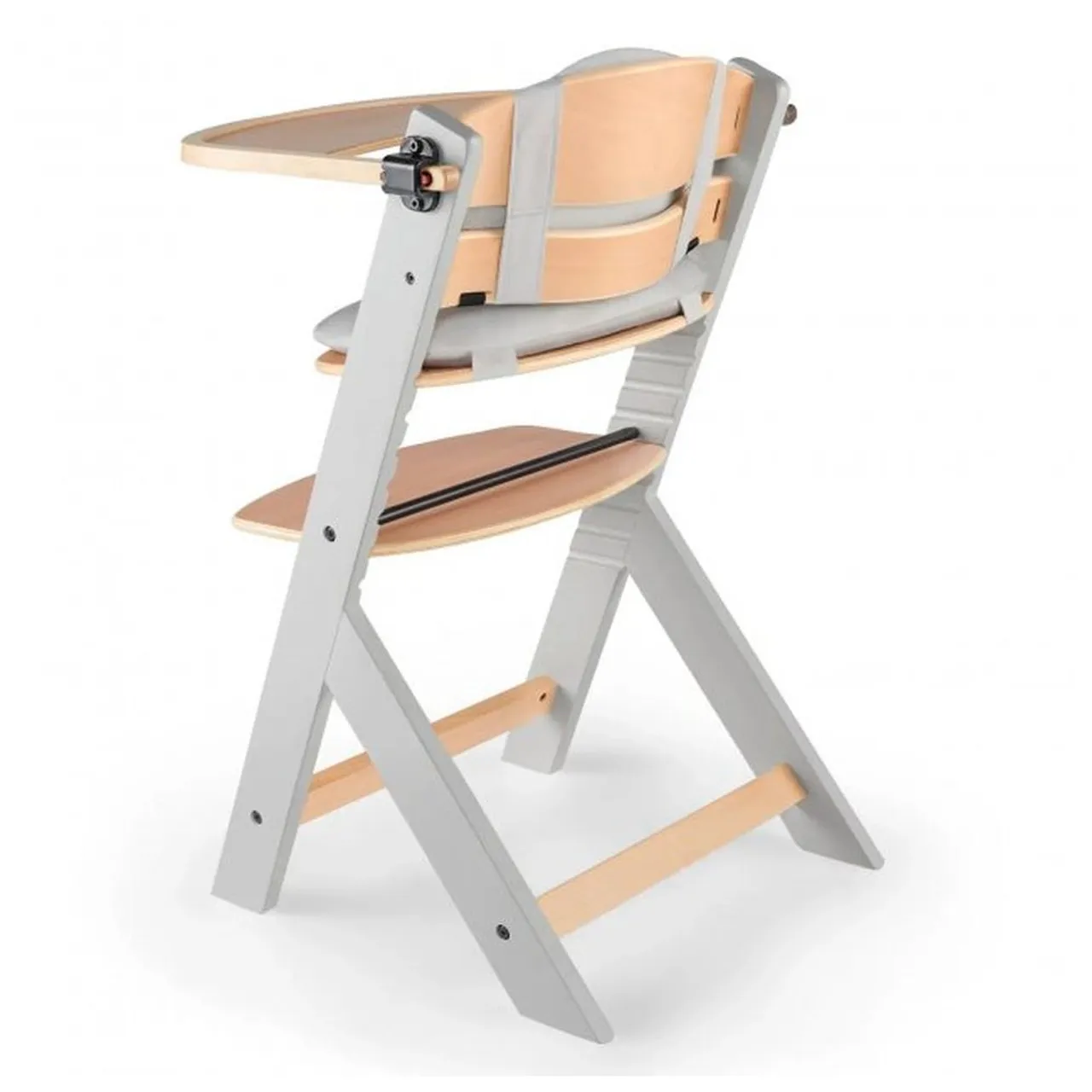 Kinderkraft ENOCK Wooden High Chair with Cushion - Grey — الصورة 4 من 8