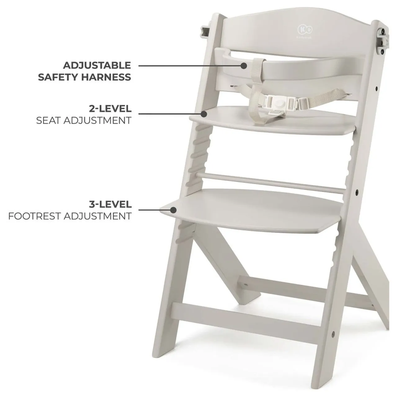 Kinderkraft ENOCK Wooden High Chair - White — Photograph 6 of 8