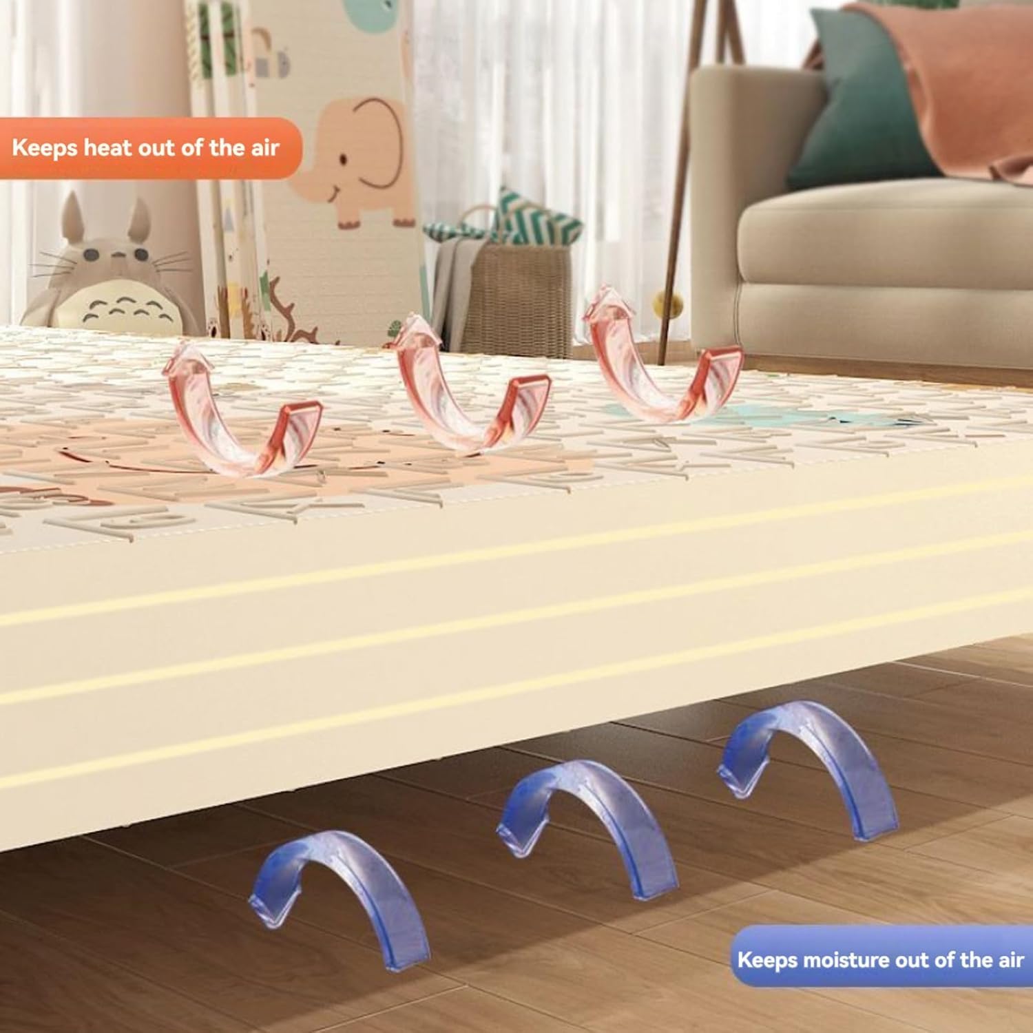 Beauenty Baby Play Mat, 200*180*1.5CM Waterproof Non-Slip Large Reversible Playmat Crawling Mat, Extra Thick Soft Baby Playmats for Playing or Camping Mat Bedroom Living Room Plush Carpet Area (A) — الصورة 4 من 8