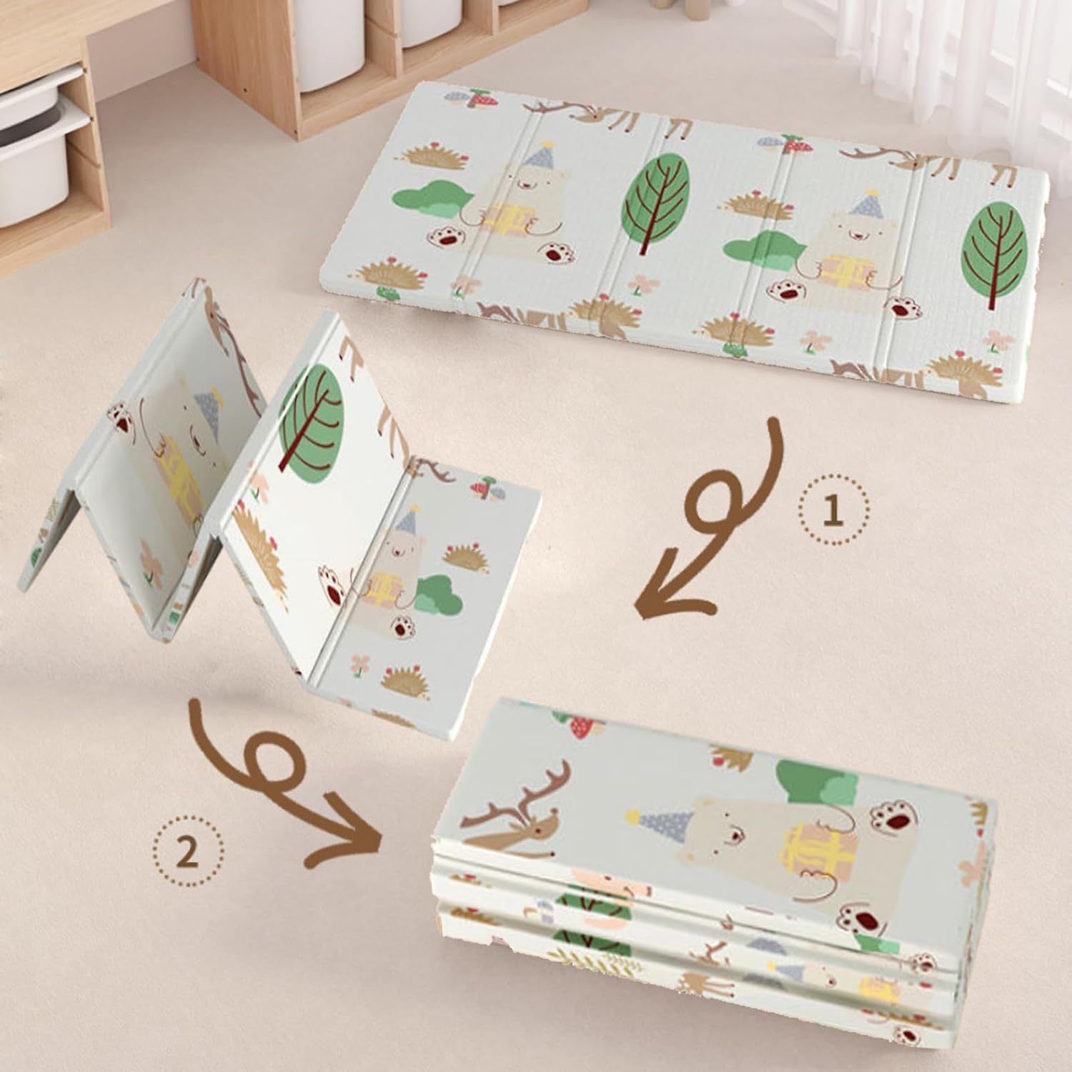 Beauenty Baby Play Mat, 200*180*1.5CM Waterproof Non-Slip Large Reversible Playmat Crawling Mat, Extra Thick Soft Baby Playmats for Playing or Camping Mat Bedroom Living Room Plush Carpet Area (A) — الصورة 7 من 8