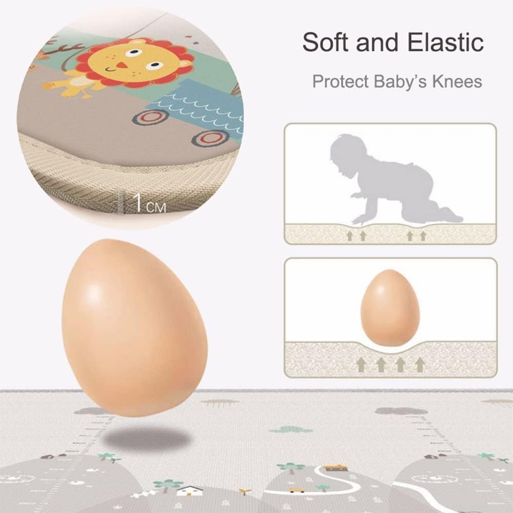 Beauenty Baby Play Mat, 200*180*1.5CM Waterproof Non-Slip Large Reversible Playmat Crawling Mat, Extra Thick Soft Baby Playmats for Playing or Camping Mat Bedroom Living Room Plush Carpet Area (B) — الصورة 4 من 9