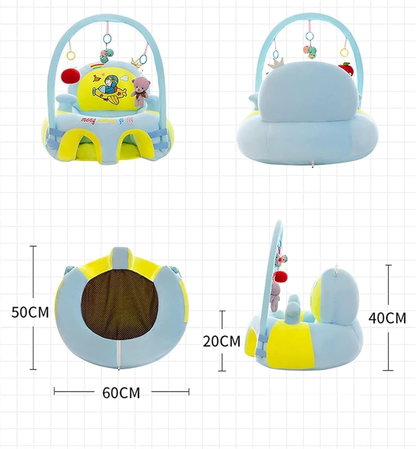 MOTIM Baby Sofa Support Sitting Chair, Floor Seats for Sitting Up Support Seat Sofa, Soft Plush Cartoon Baby Learn Eating Chair, for Infants 0-3 Years with Plush Toys — الصورة 2 من 6