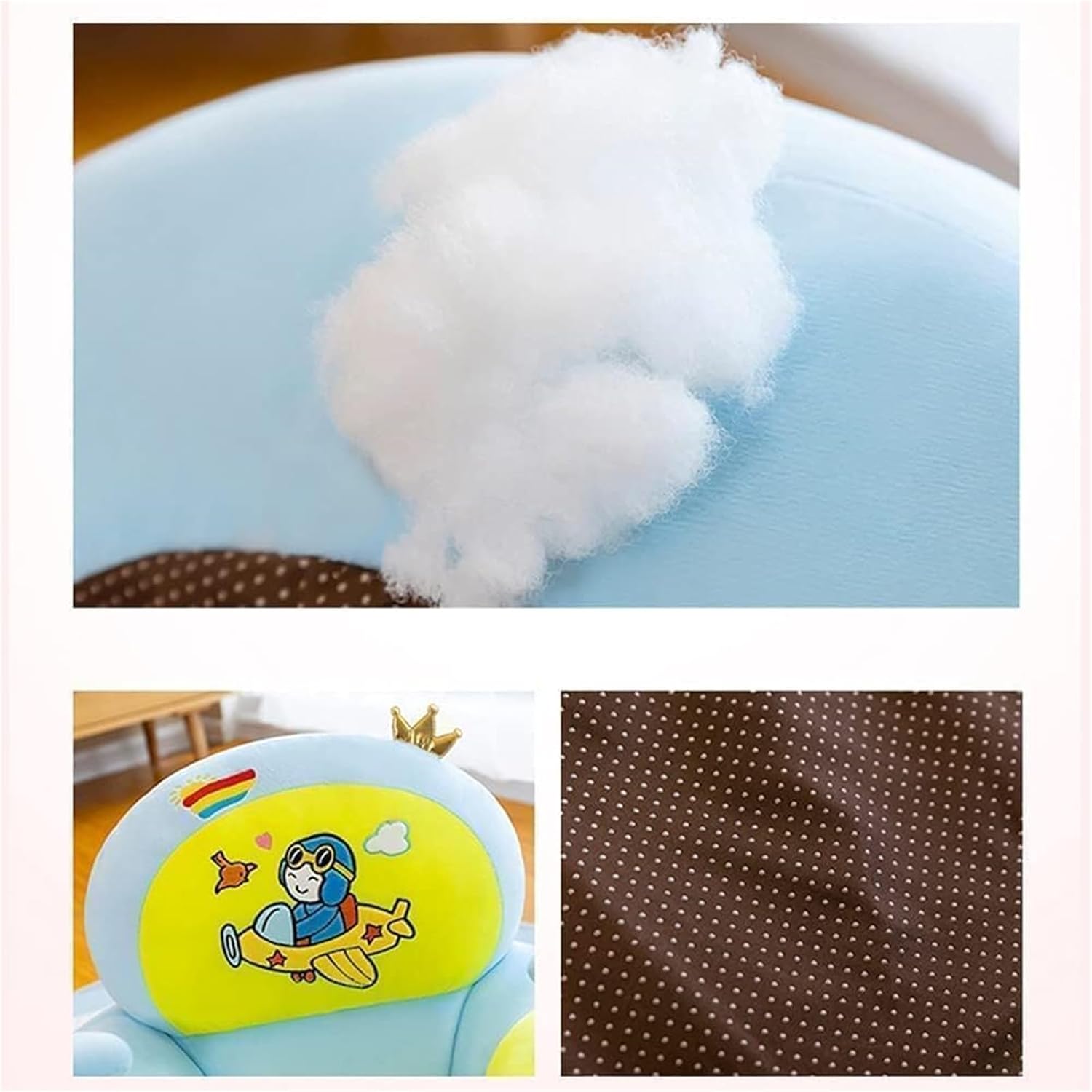 MOTIM Baby Sofa Support Sitting Chair, Floor Seats for Sitting Up Support Seat Sofa, Soft Plush Cartoon Baby Learn Eating Chair, for Infants 0-3 Years with Plush Toys — الصورة 3 من 6