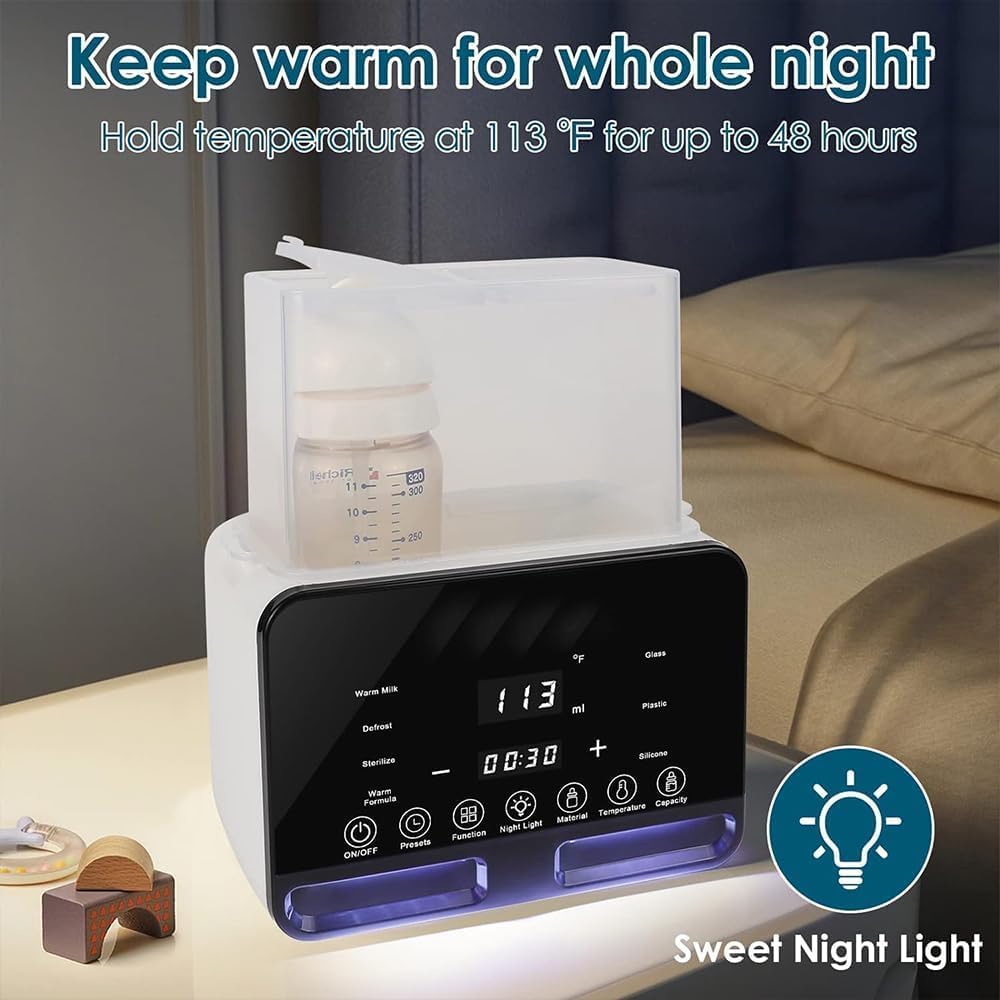 YUMA 9-in-1 Baby Bottle Warmer Milk Bottle Sterilizer with LCD Display, Fast Baby Food Heating & Defrost, BPA-Free, 48H Thermostat,Accurate Temperature Control for Breastmilk or Formula Warmer — الصورة 2 من 7