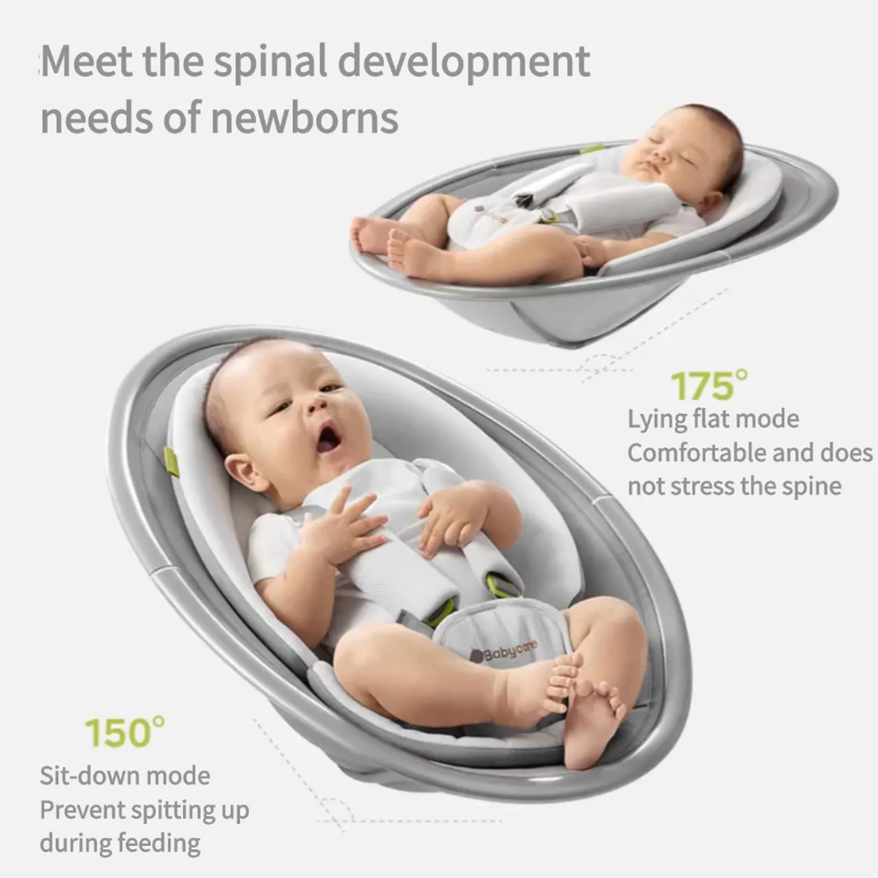Babycare - Baby Electric Rocker And Bouncer - Frost Silver — الصورة 3 من 6