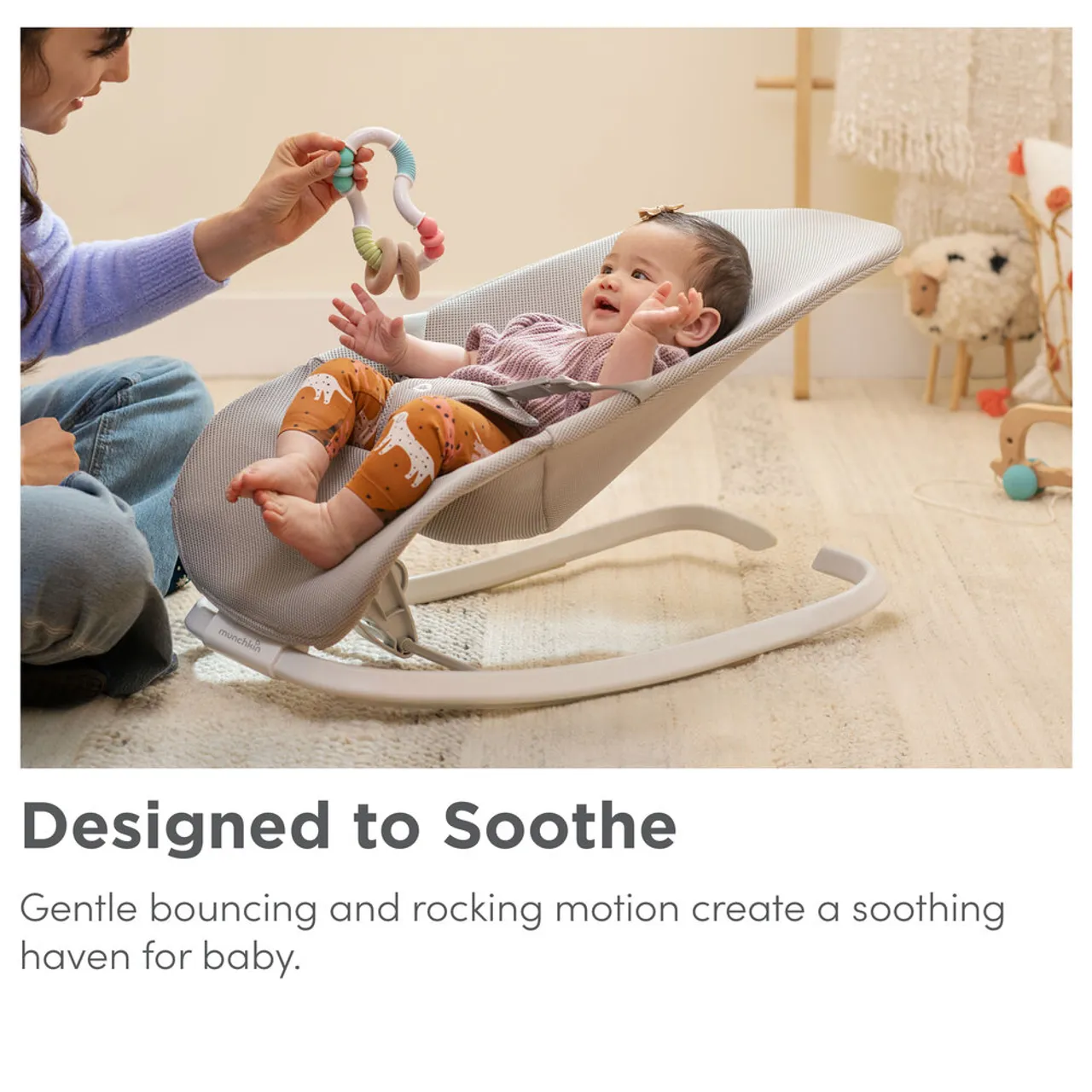 Munchkin Spring 2-in-1 Bouncer and Rocker - Grey — Photograph 7 of 8