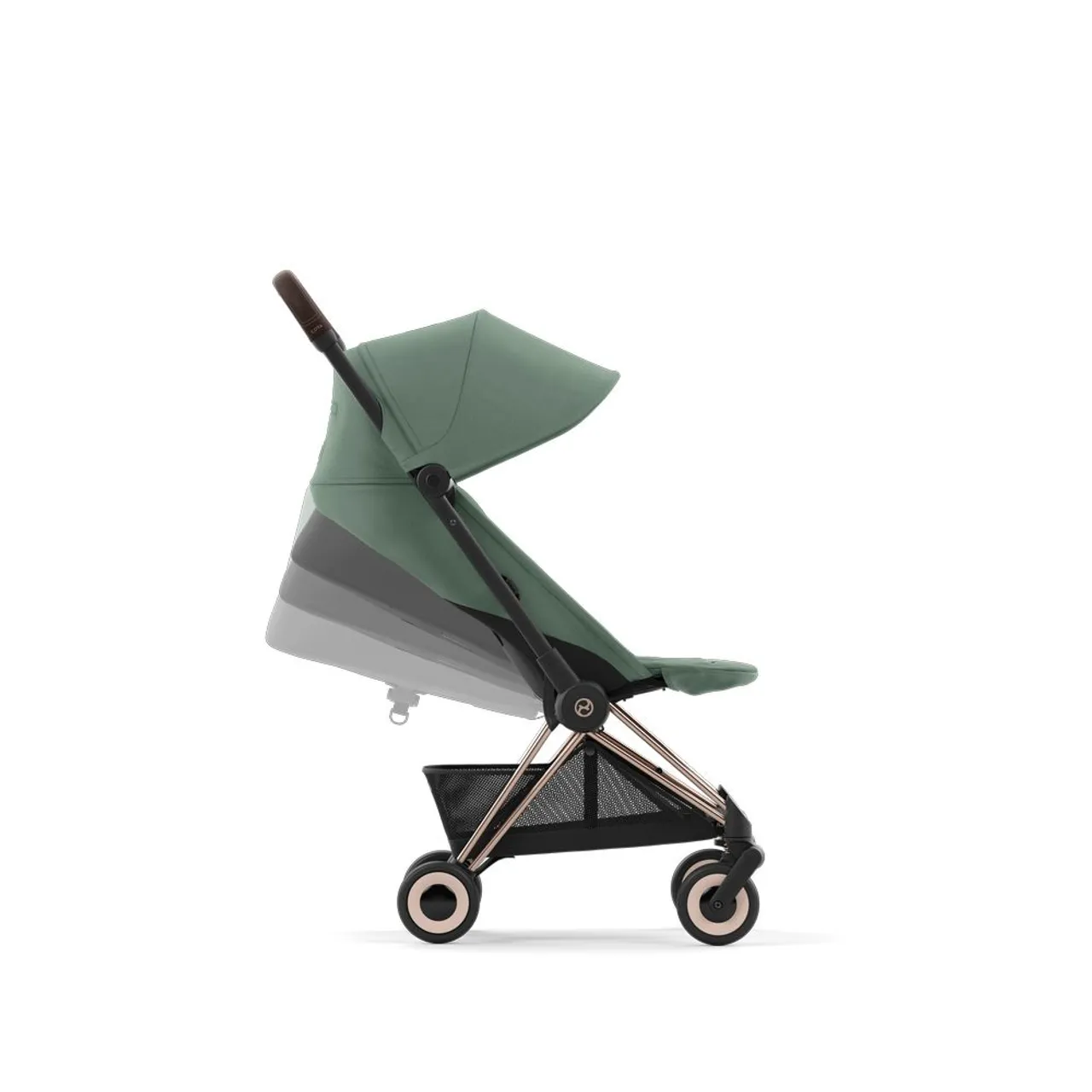 Cybex Coya Ultra-Compact Stroller - Rosegold / Leaf Green — Photograph 3 of 6