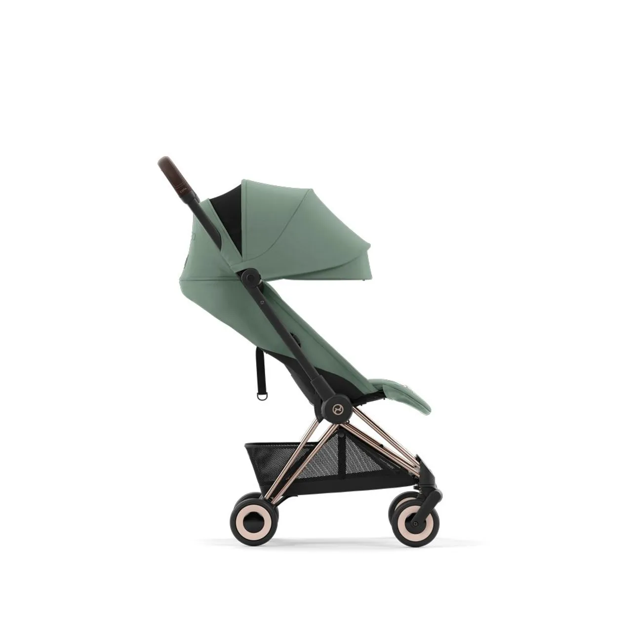Cybex Coya Ultra-Compact Stroller - Rosegold / Leaf Green — Photograph 4 of 6