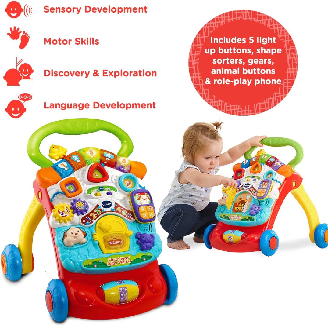 VTech First Steps Baby Walker | Push Along Walker Baby Toy with Shapes, Sounds, Music, Phrases, Pretend Play and More — الصورة 4 من 12